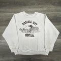 True Vintage 70s Cowboy Indian Sweatshirt Mens XL Gray Virginia City Montana USA