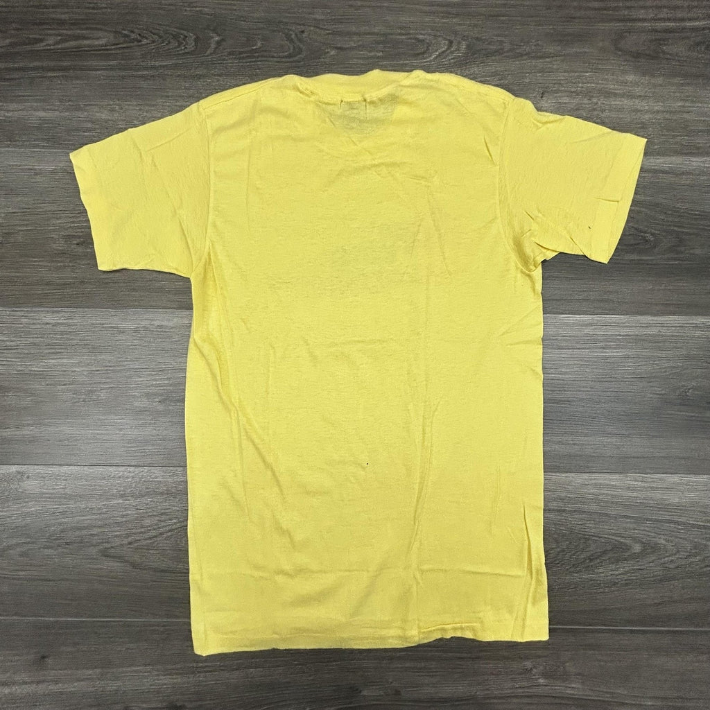 Vintage 80s Sea World Shirt Mens Large Yellow Orca Shamu Faded Paper Thin USA