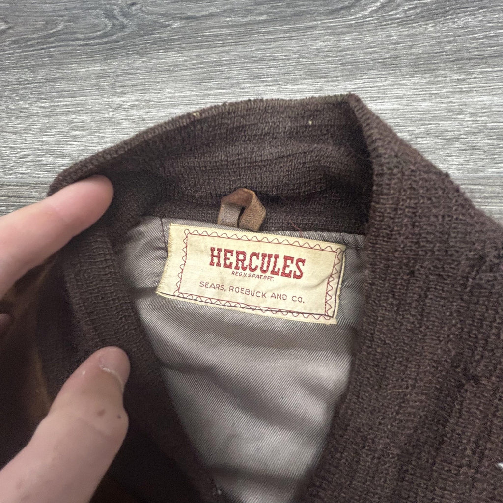 True Vintage 50s Hercules Suede Bomber Jacket Mens Medium Brown Sears Roebuck
