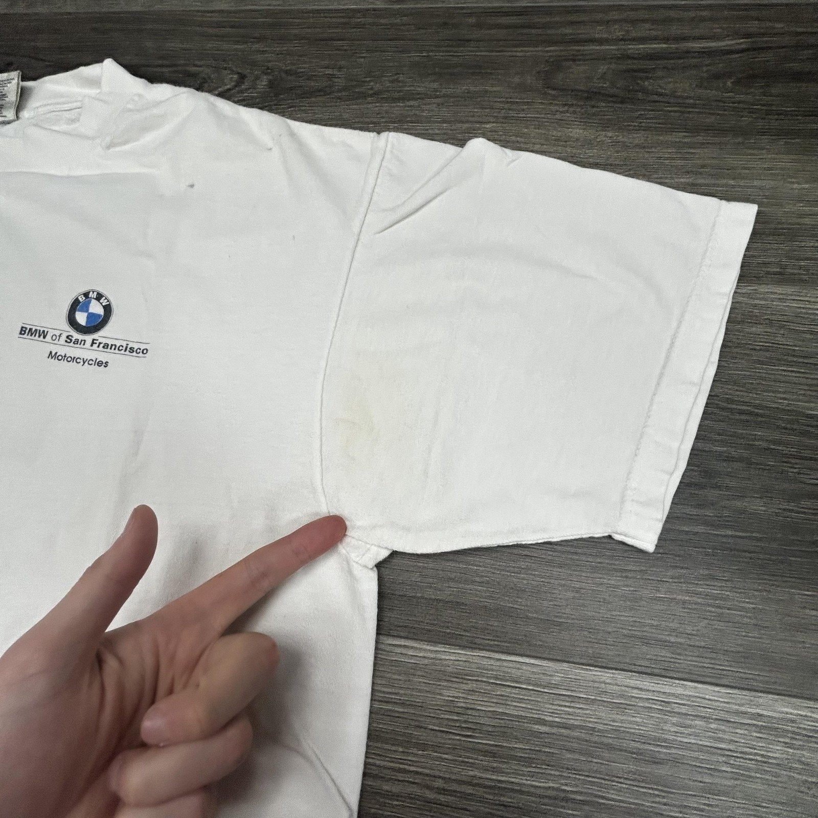 Vintage BMW Motorcycles Shirt Mens XL White San Francisco Dealer Racing 90s