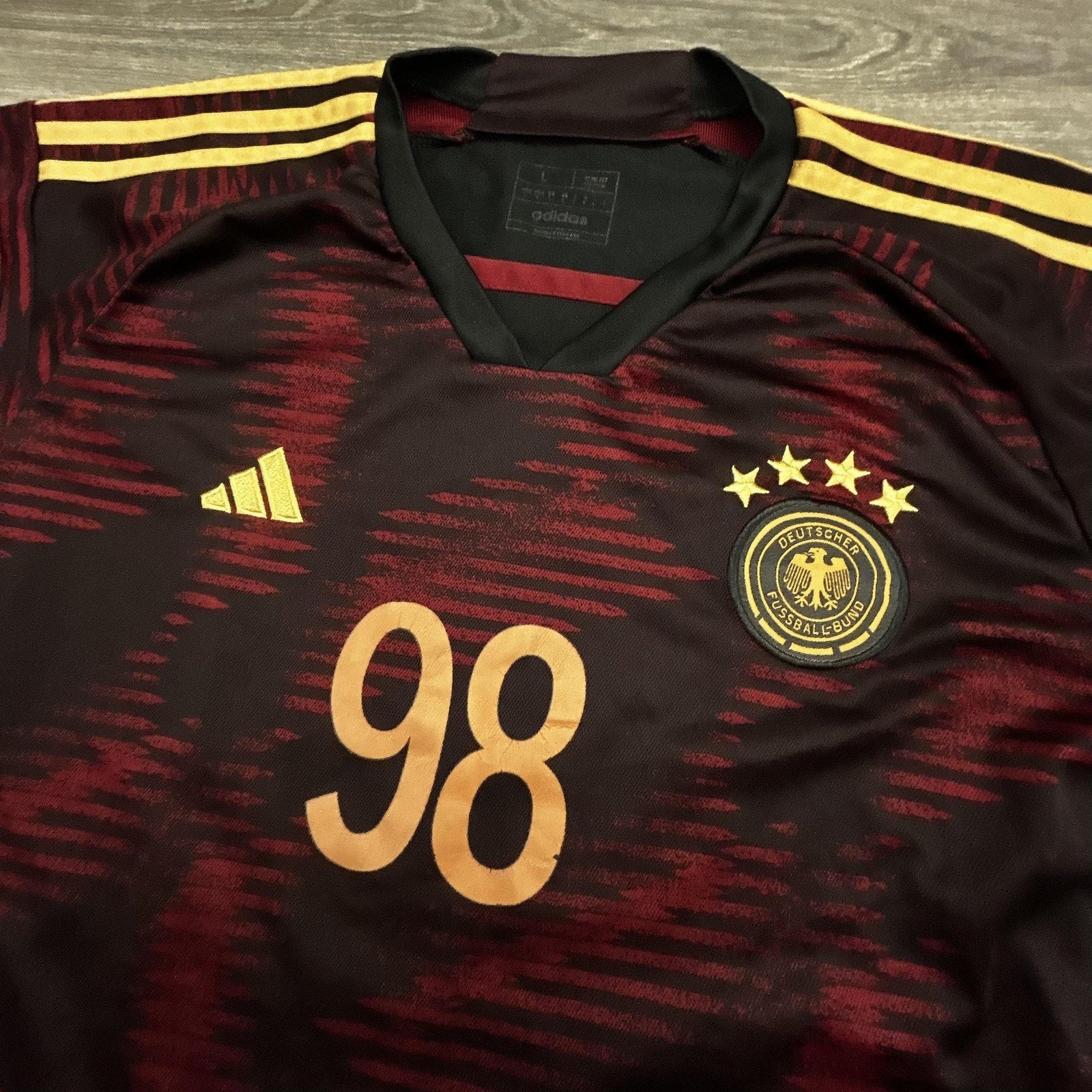 Germany National Team Jersey Mens Large Black Away Soccer Adidas 2022 Authentic