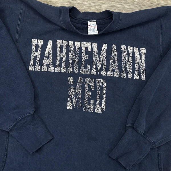 Vintage 90s Champion Reverse Weave Sweatshirt Mens XL Navy Hahnemann Med USA