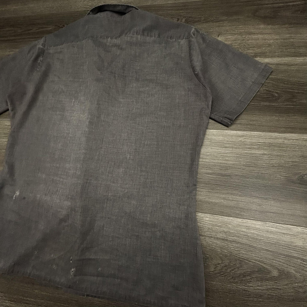 True Vintage 50s Button Up Shirt Mens Medium Gray Short Sleeve Faded Thin USA