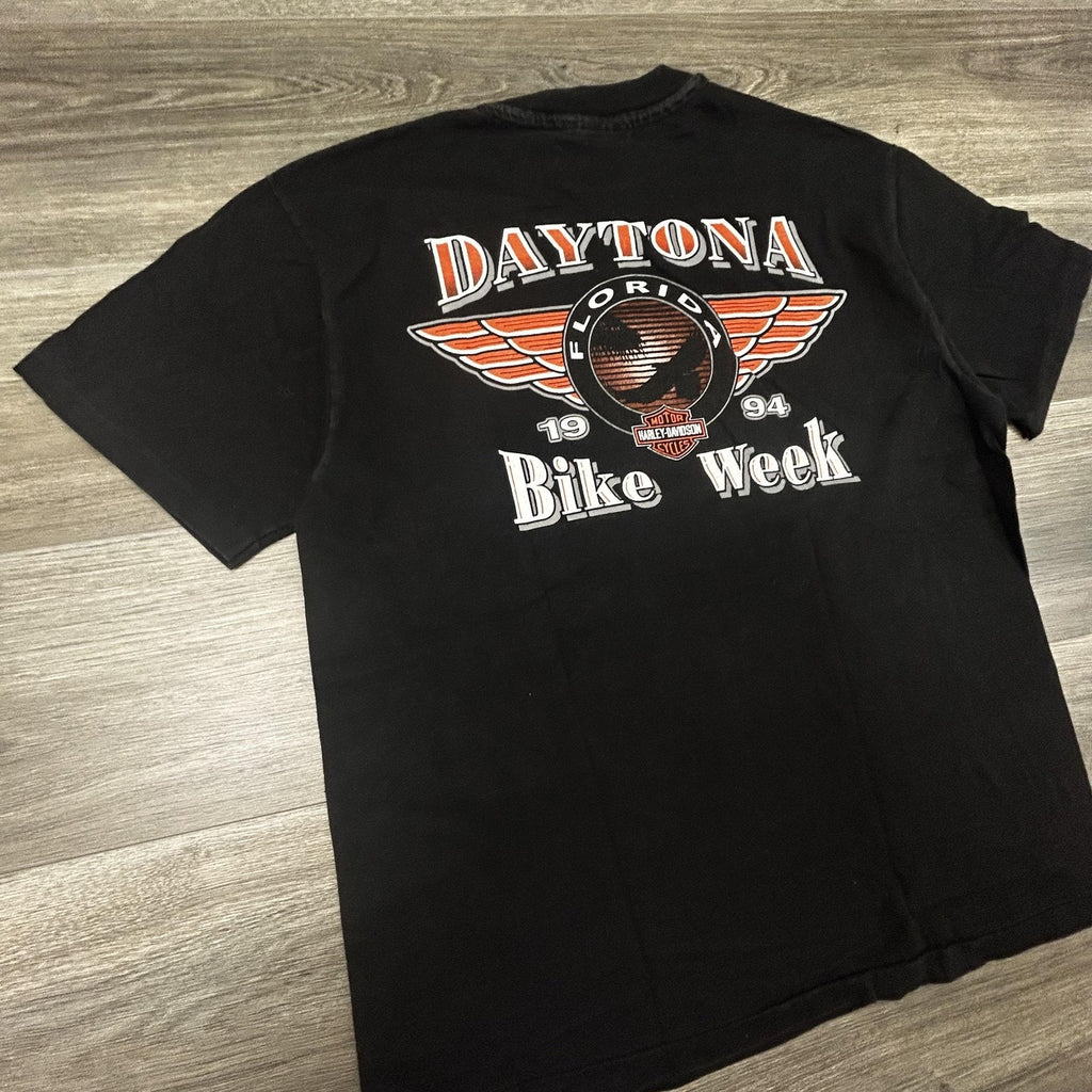 Vintage Harley Davidson Shirt Mens Large Black Daytona Bike Week 1994 90s USA
