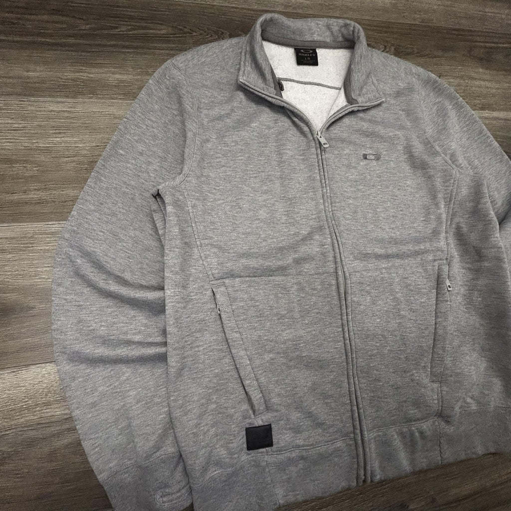 Oakley Sweatshirt Mens Large Gray Full Zip Fleece High Neck Logo Pockets Gorp