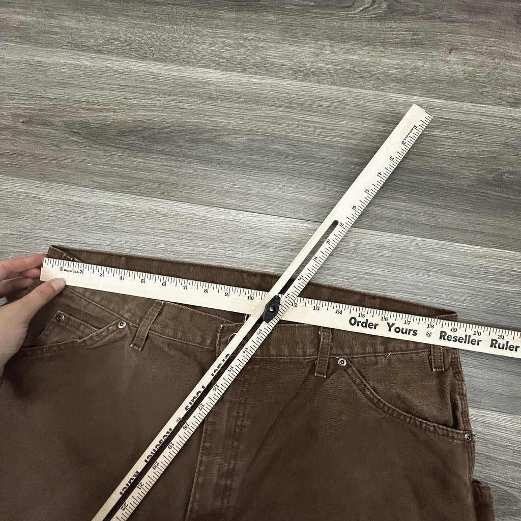 Dickies Carpenter Pants Mens 38x30 Brown Canvas Workwear Baggy Faded Skater Y2K