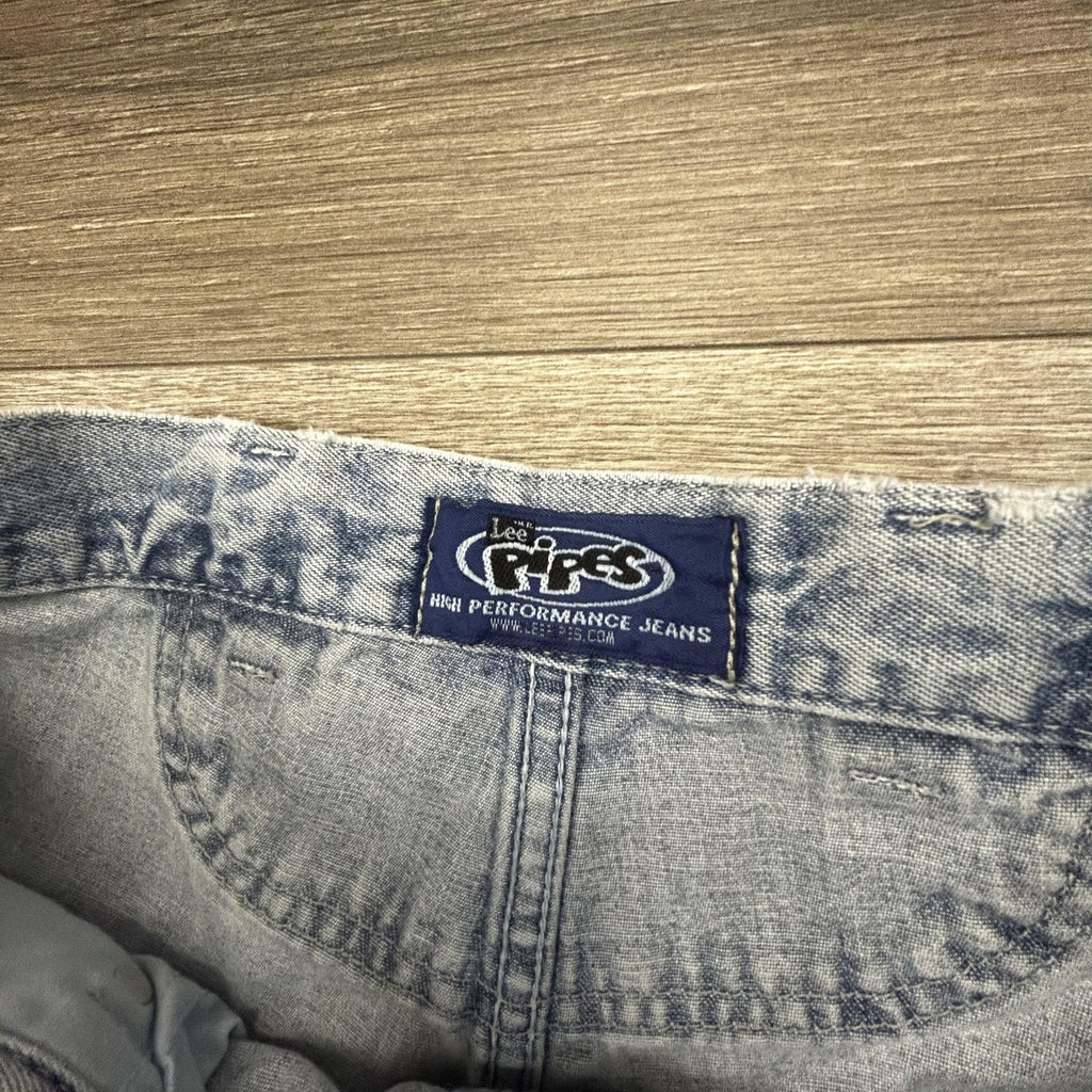 Vintage Lee Pipes Jeans Mens 28x29 Light Wash Wide Leg Baggy Rave JNCO Y2K