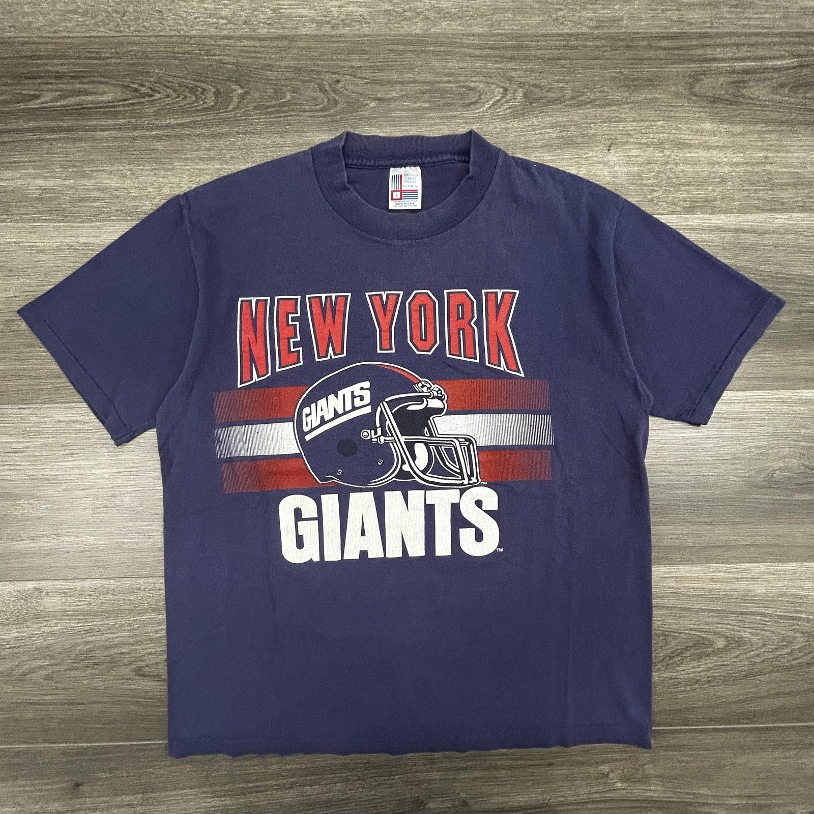 Vintage New York Giants Shirt Mens Large Blue NFL Football Single Stitch USA 90s