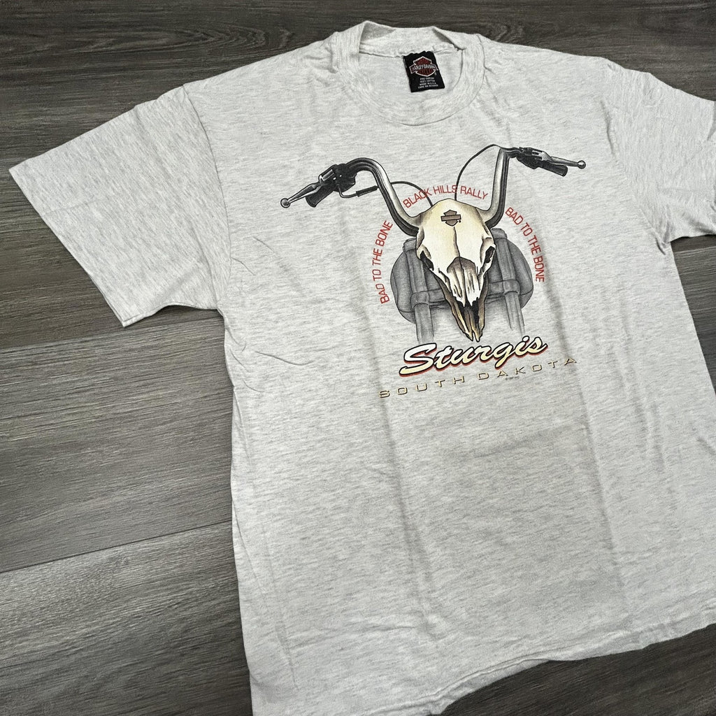 Vintage Harley Davidson Shirt Mens Large Gray Sturgis Eagle Skull 1997 90s USA