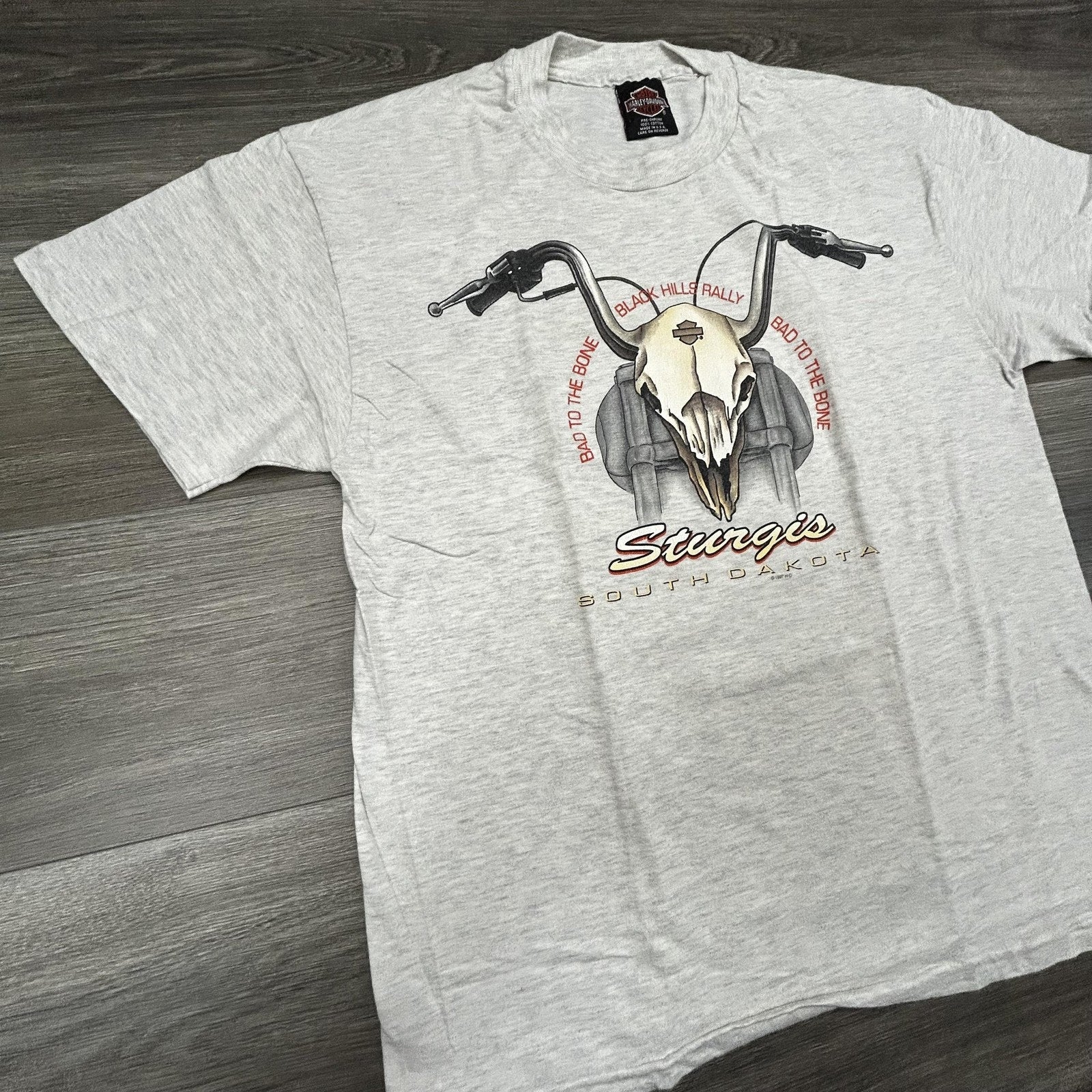 Vintage Harley Davidson Shirt Mens Large Gray Sturgis Eagle Skull 1997 90s USA