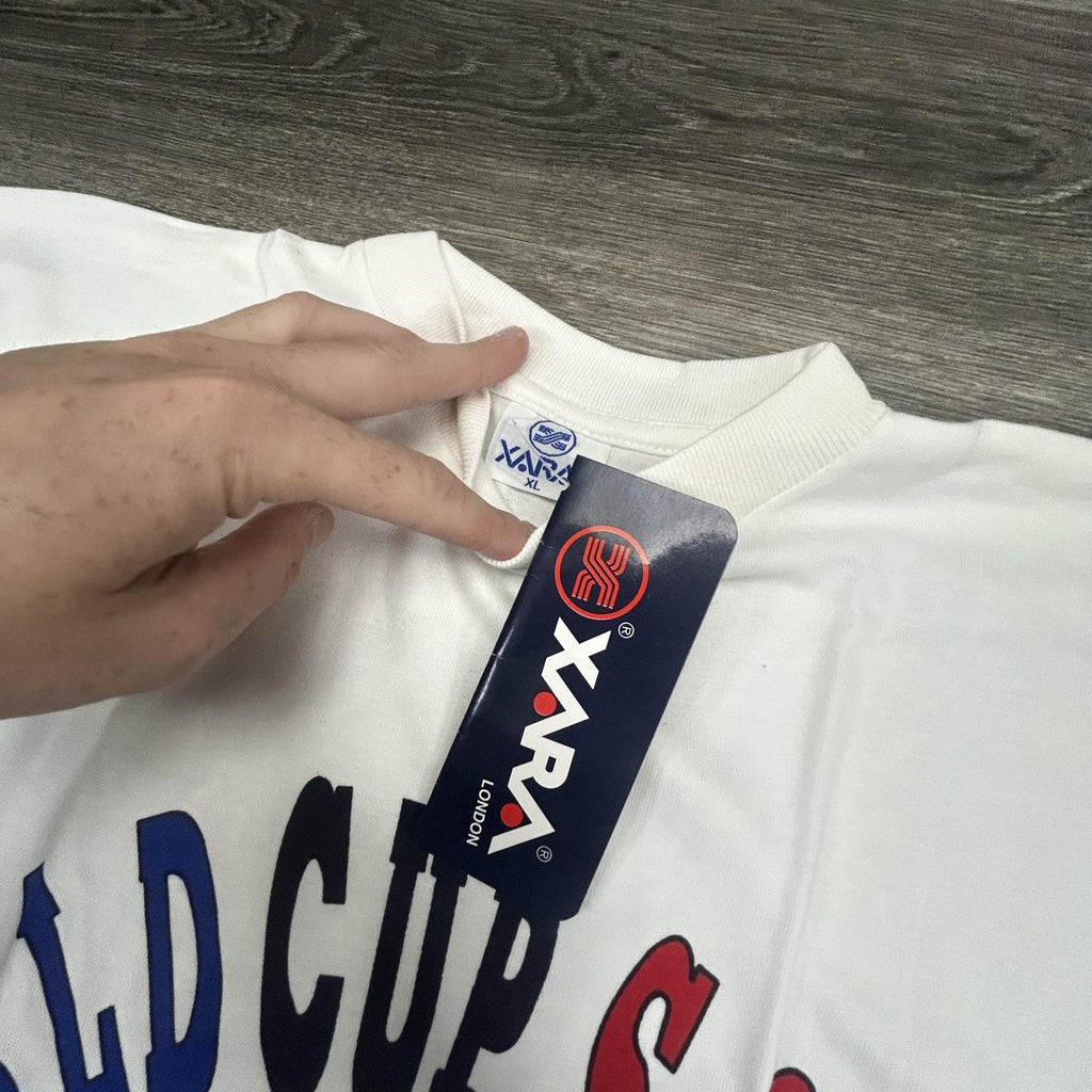 Vintage World Cup Shirt Mens XL White Dallas LA XARA Soccer Deadstock USA 90s