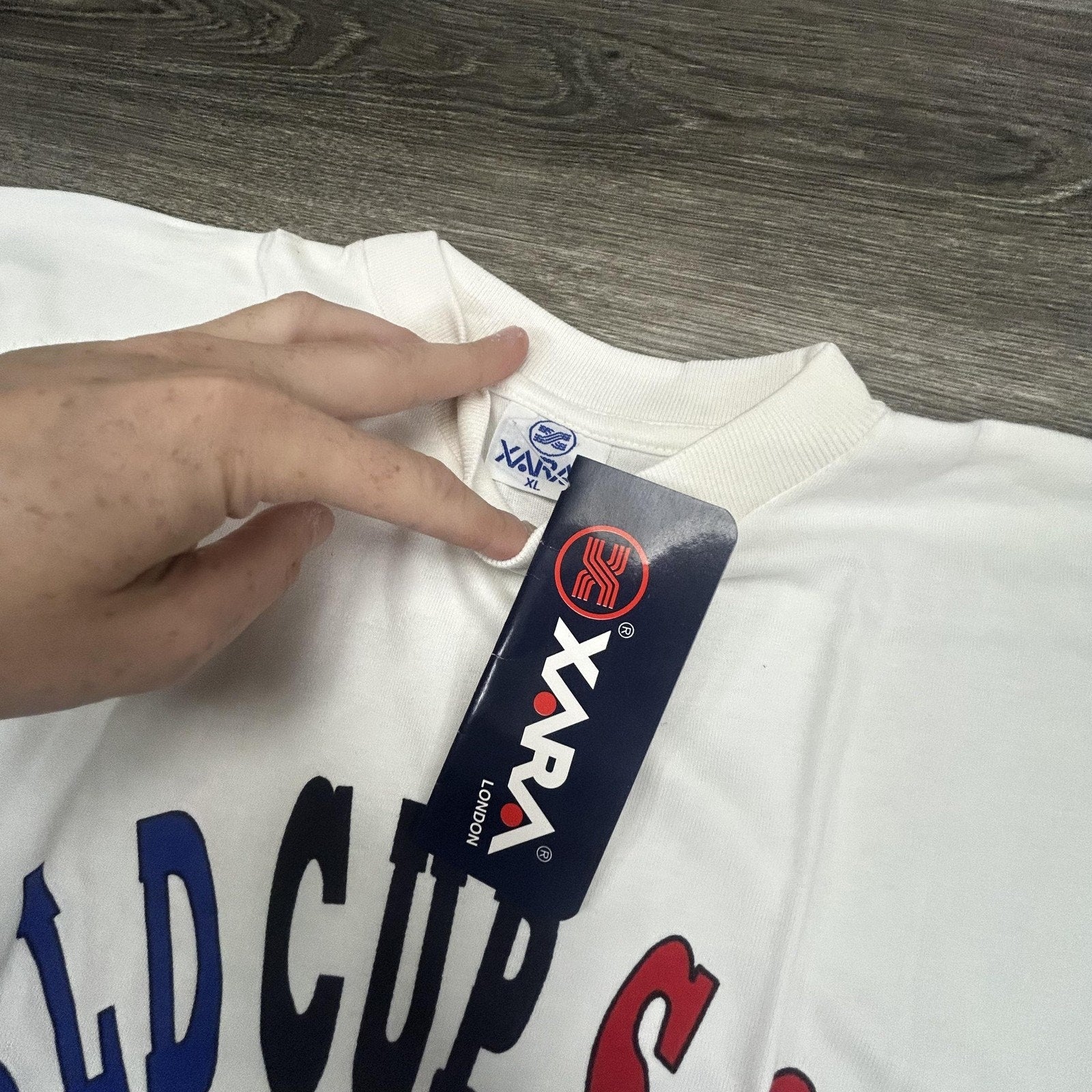 Vintage World Cup Shirt Mens XL White Dallas LA XARA Soccer Deadstock USA 90s