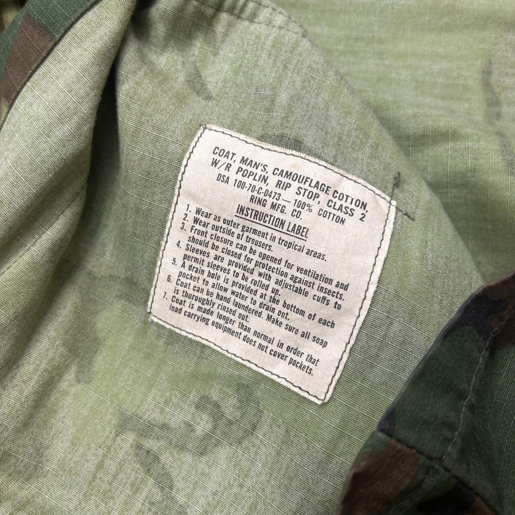 Vintage Vietnam ERDL Jungle Jacket Coat Small Ripstop Poplin Slant Pocket US 70s