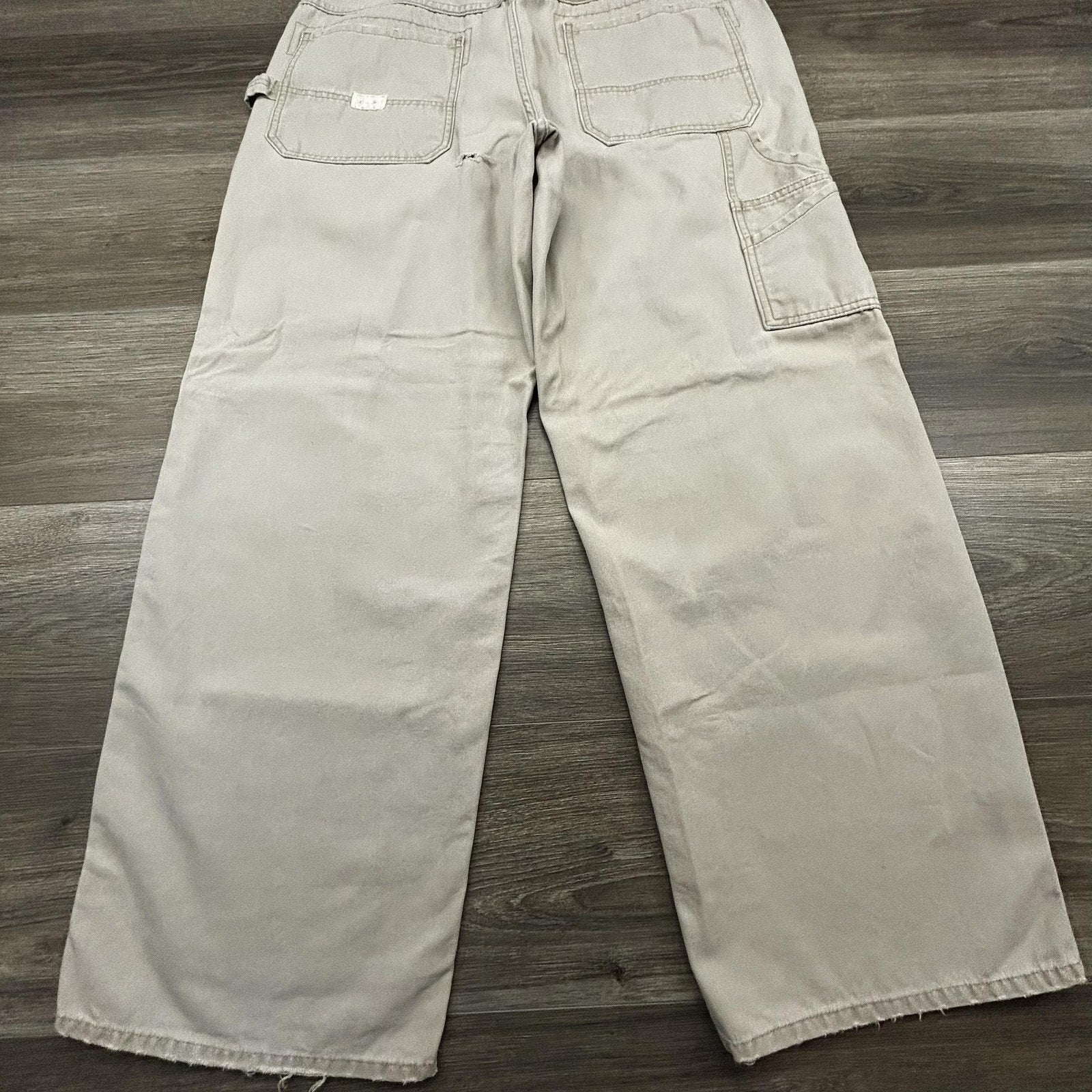 Vintage Old Navy Painter's Jeans Mens 36x30 Beige Relaxed Wide Leg Carpenter Y2K