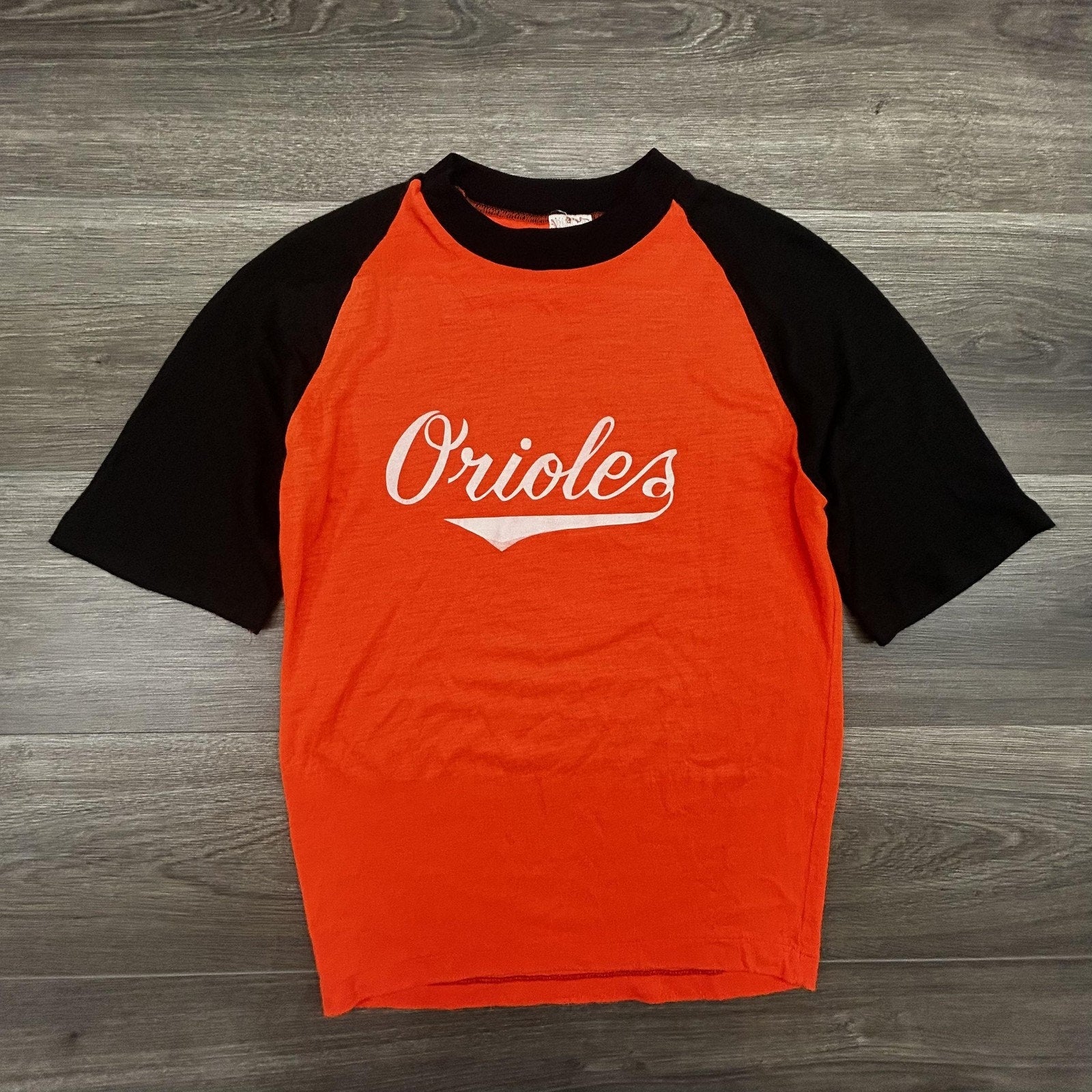 Vintage 60s Baltimore Orioles Shirt Mens Small Orange MLB Baseball Raglan USA