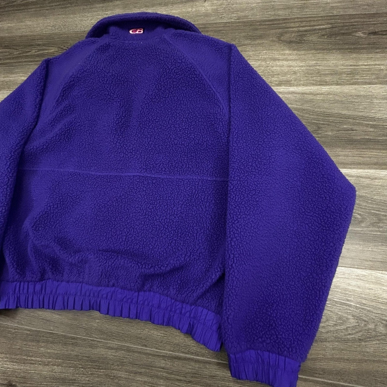 Vintage 90s Ski Bomber Jacket Mens Large Purple Fleece Full Zip Deep Pile Sherpa