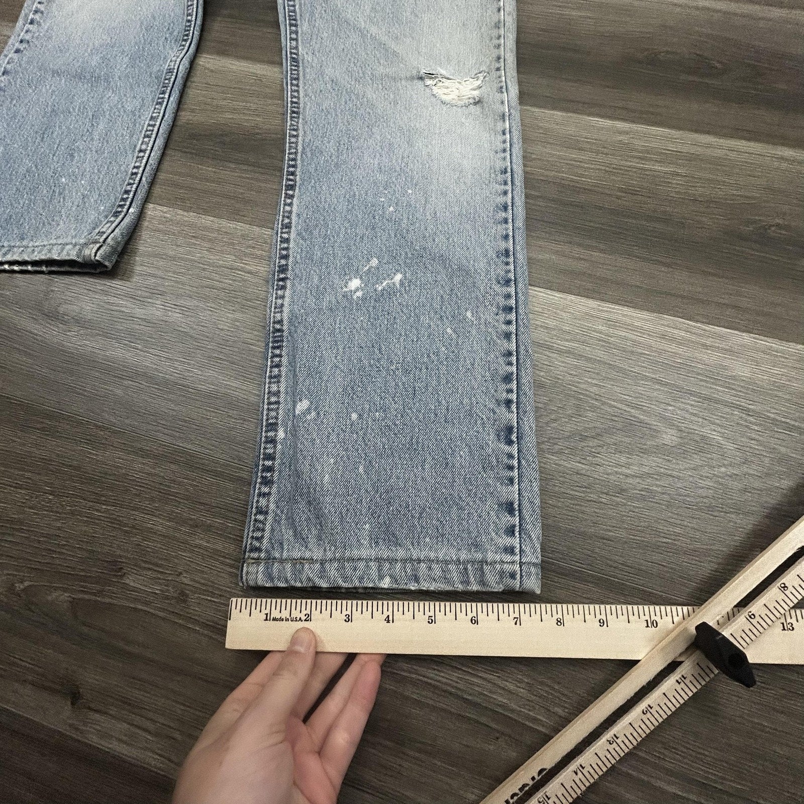 Vintage Levi's 505 Jeans Mens 30x28 Light Wash Straight Leg Orange Tab USA 90s