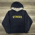 Vintage Etnies Hoodie Mens Large Navy Blue Pullover Skateboard Logo Grunge Y2K