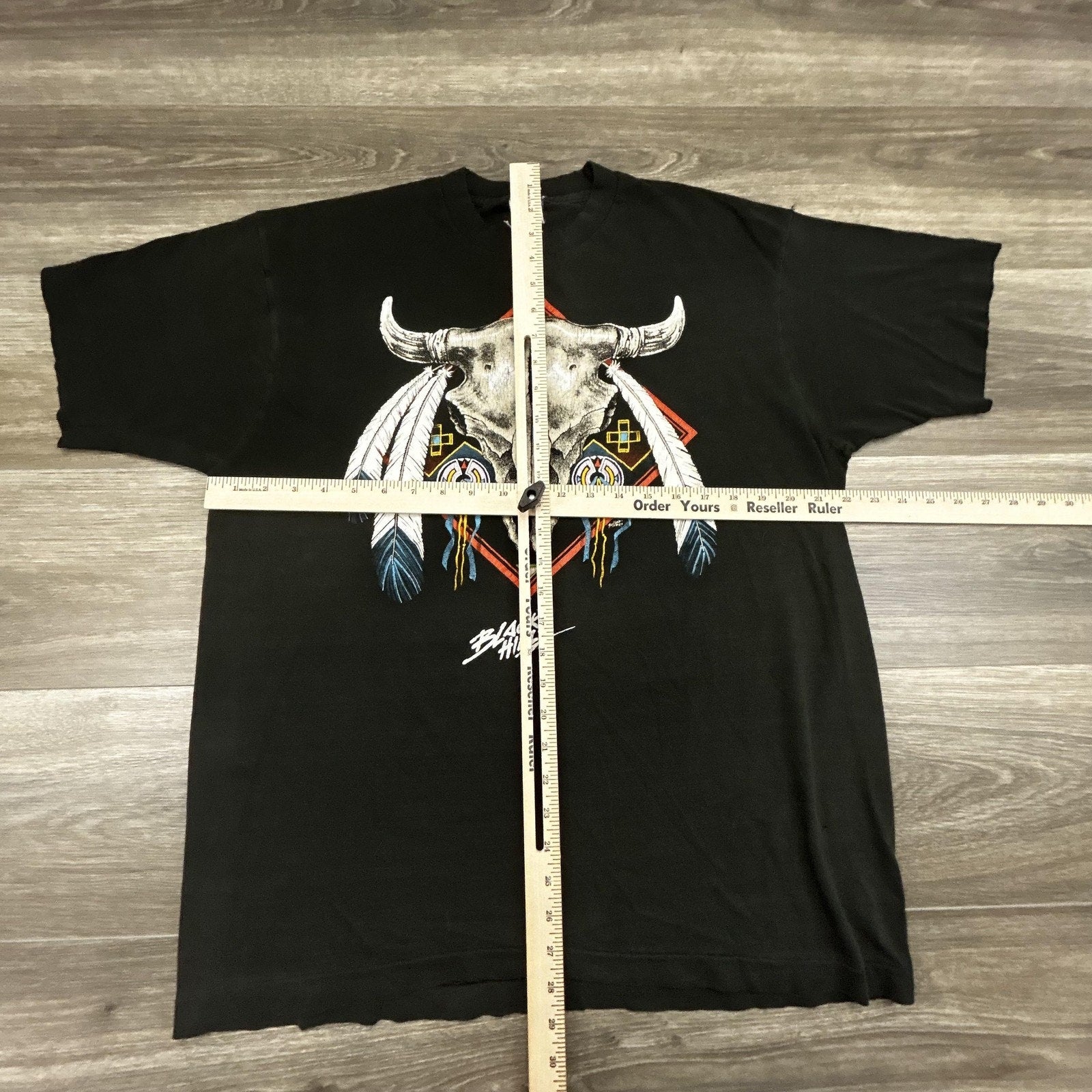 Vintage Black Hills Biker Shirt Mens XL Black Skull Single Stitch Harley 90s USA