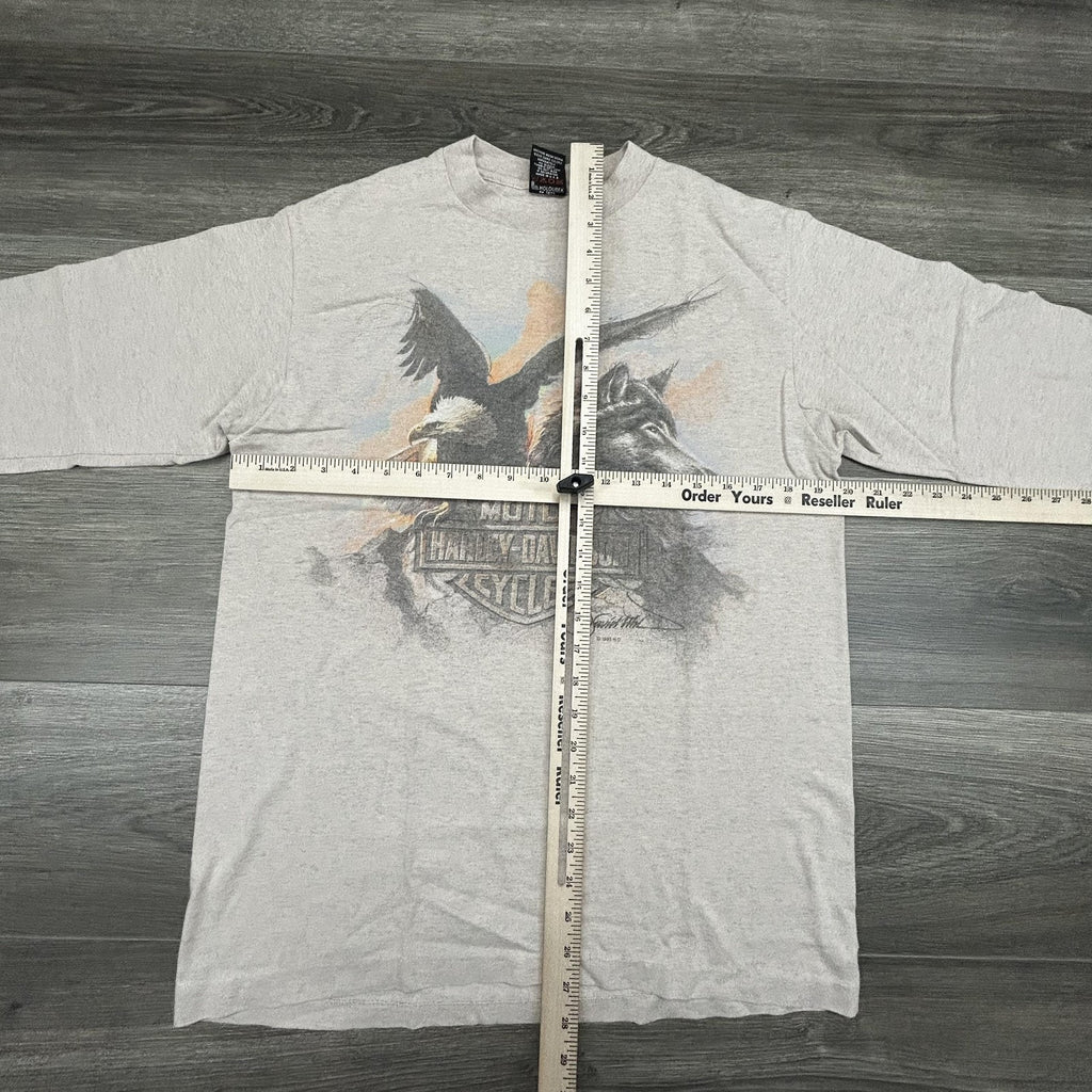 Vintage Harley Davidson Shirt Mens Large Long Sleeve Wolf Eagle 90s 1995 USA