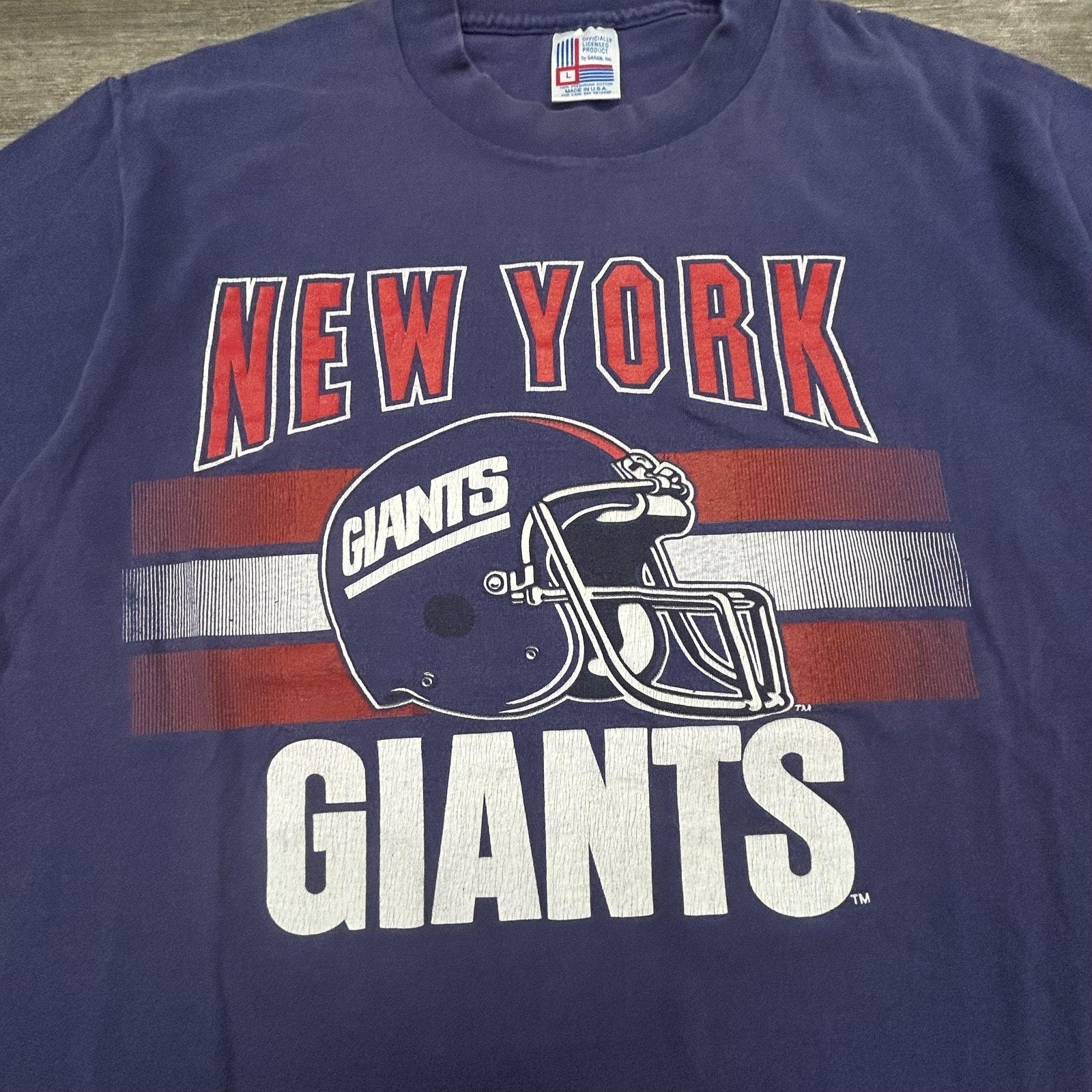 Vintage New York Giants Shirt Mens Large Blue NFL Football Single Stitch USA 90s