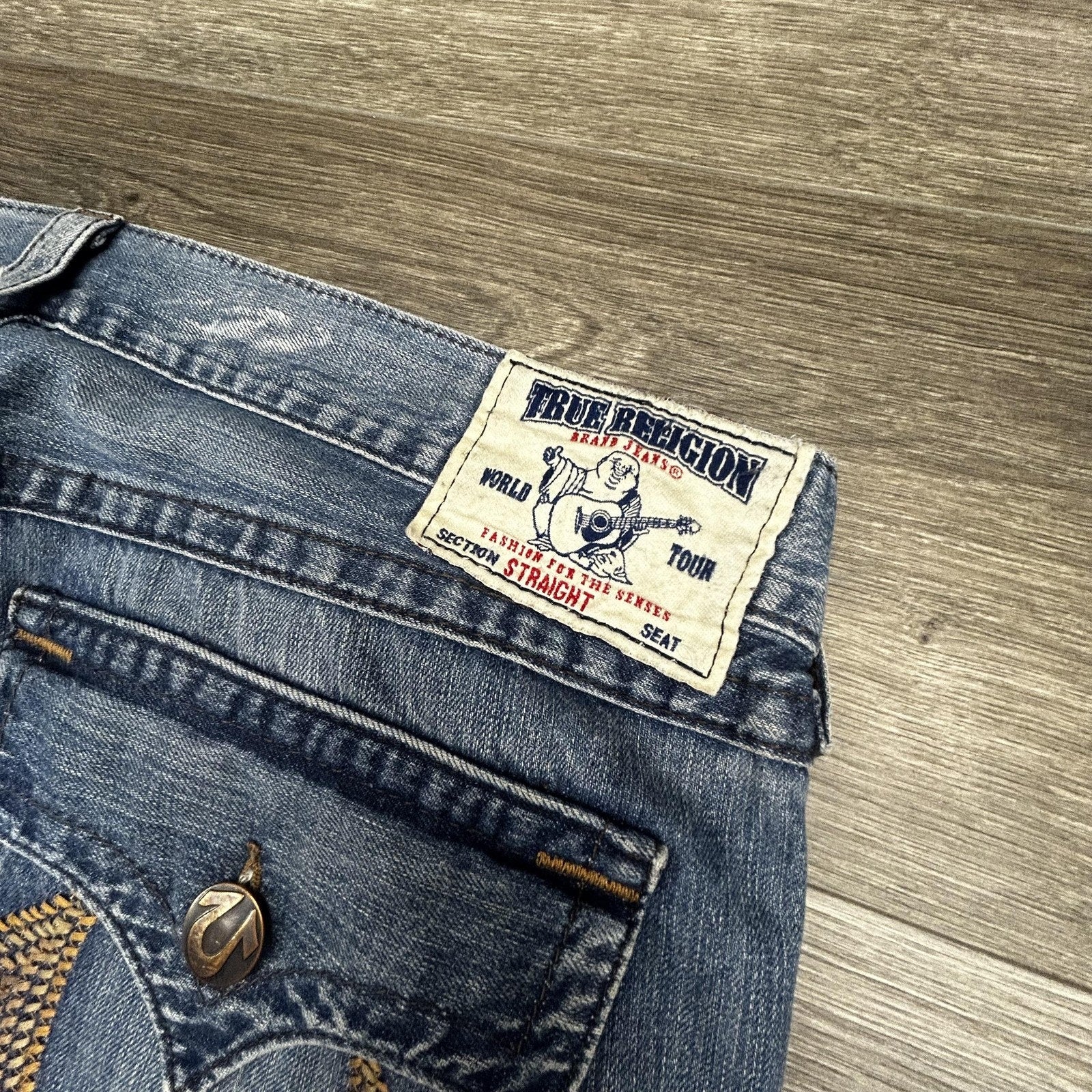 Vintage True Religion Straight Jeans Mens 40x34 Blue Regular Fit Made in USA