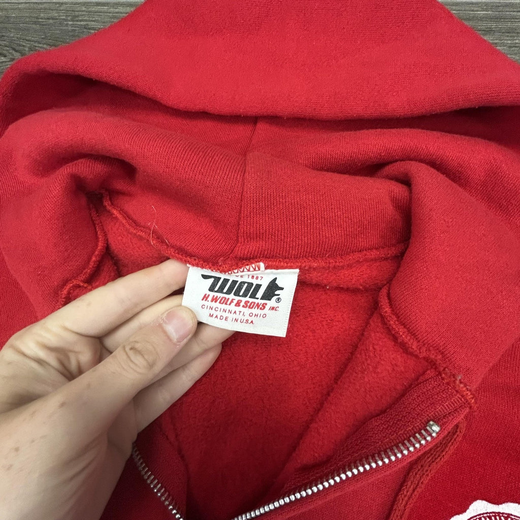 Vintage Indiana Hoosiers Full ZIp Hoodie Mens Small Red NCAA Made in USA 80s