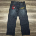 Coogi Jeans Mens 36x32 Dark Blue Wash Relaxed Straight Leg Embroidered Denim Y2K