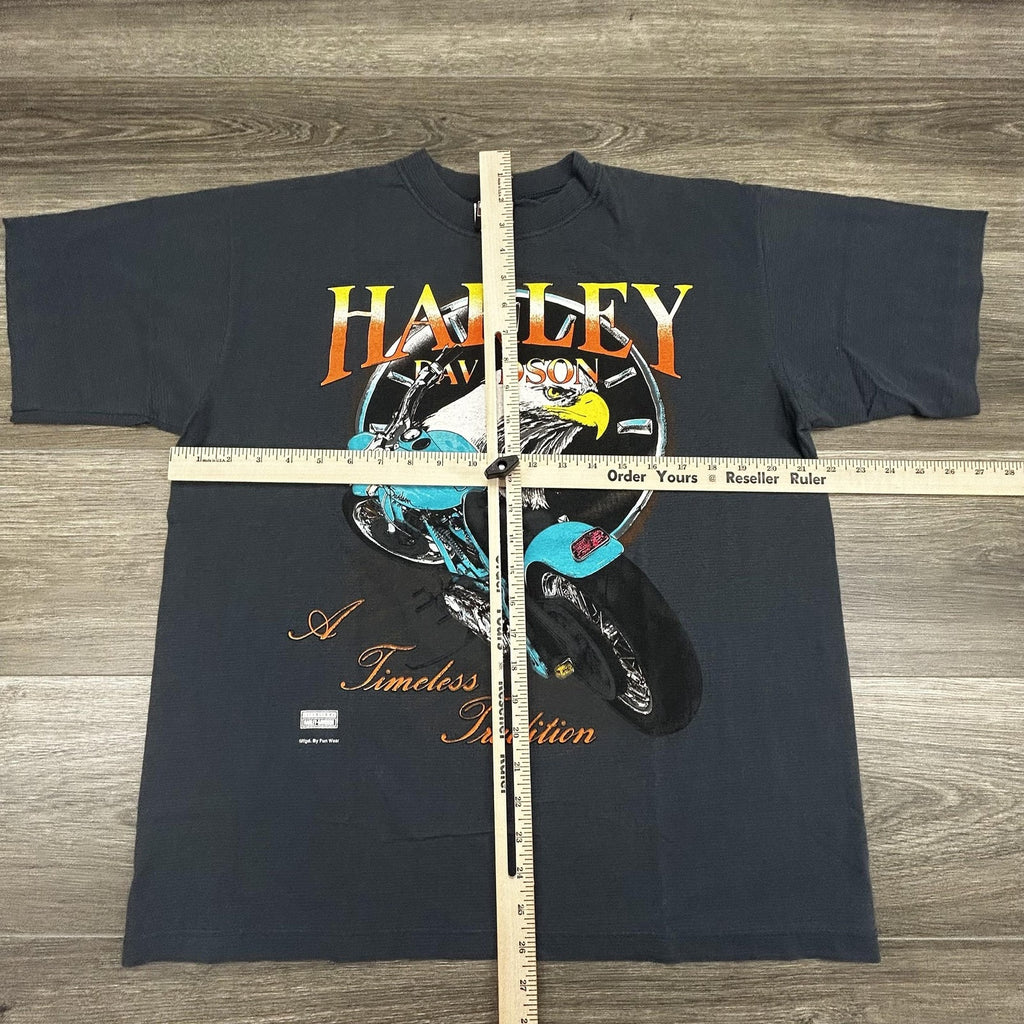 Vintage 80s Harley Davidson Shirt Mens Large Gray Eagle Motorcycle Single Stitch