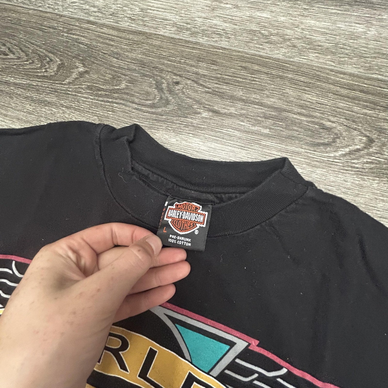 Vintage Harley Davidson Shirt Mens Large Black Eagle Single Stitch 1993 90s USA