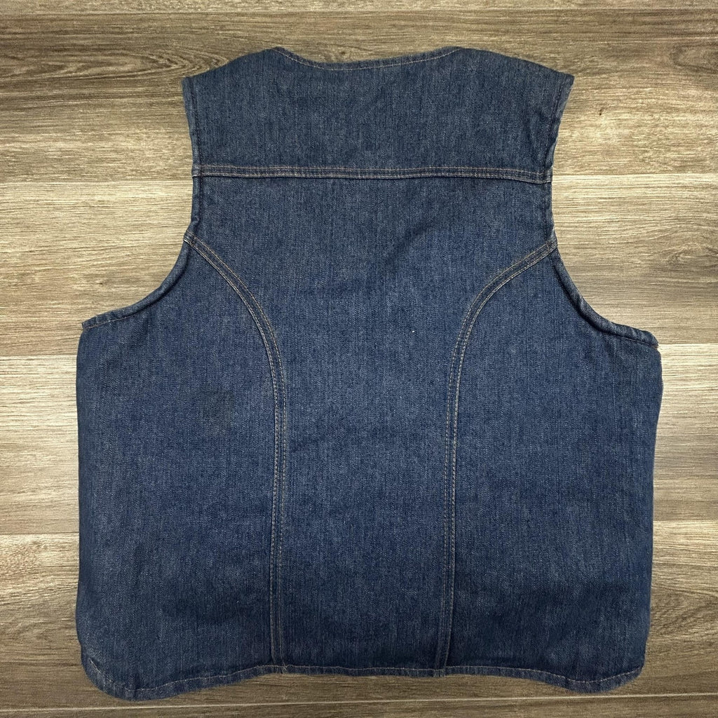 Vintage 80s Wrangler Denim Vest Mens XL Blue Sherpa Western Cowboy Workwear USA