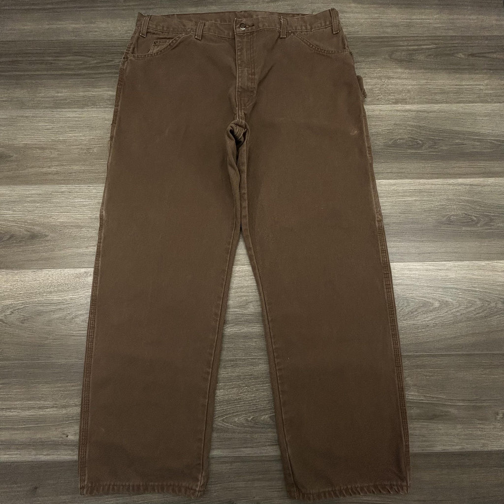 Dickies Carpenter Pants Mens 38x30 Brown Canvas Workwear Baggy Faded Skater Y2K