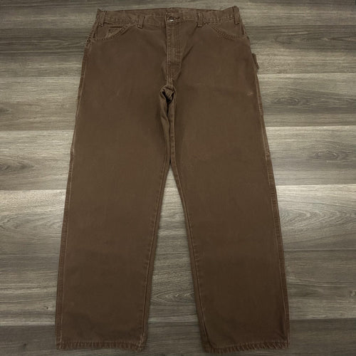 Dickies Carpenter Pants Mens 38x30 Brown Canvas Workwear Baggy Faded Skater Y2K