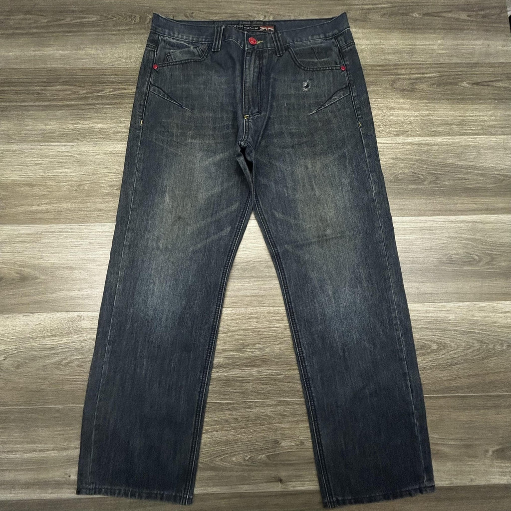 Coogi Jeans Mens 36x32 Dark Blue Wash Relaxed Straight Leg Embroidered Denim Y2K