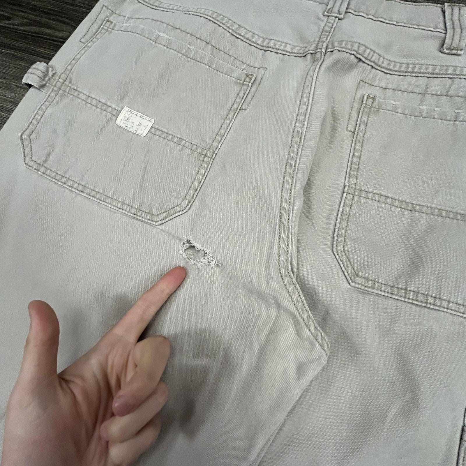 Vintage Old Navy Painter's Jeans Mens 36x30 Beige Relaxed Wide Leg Carpenter Y2K