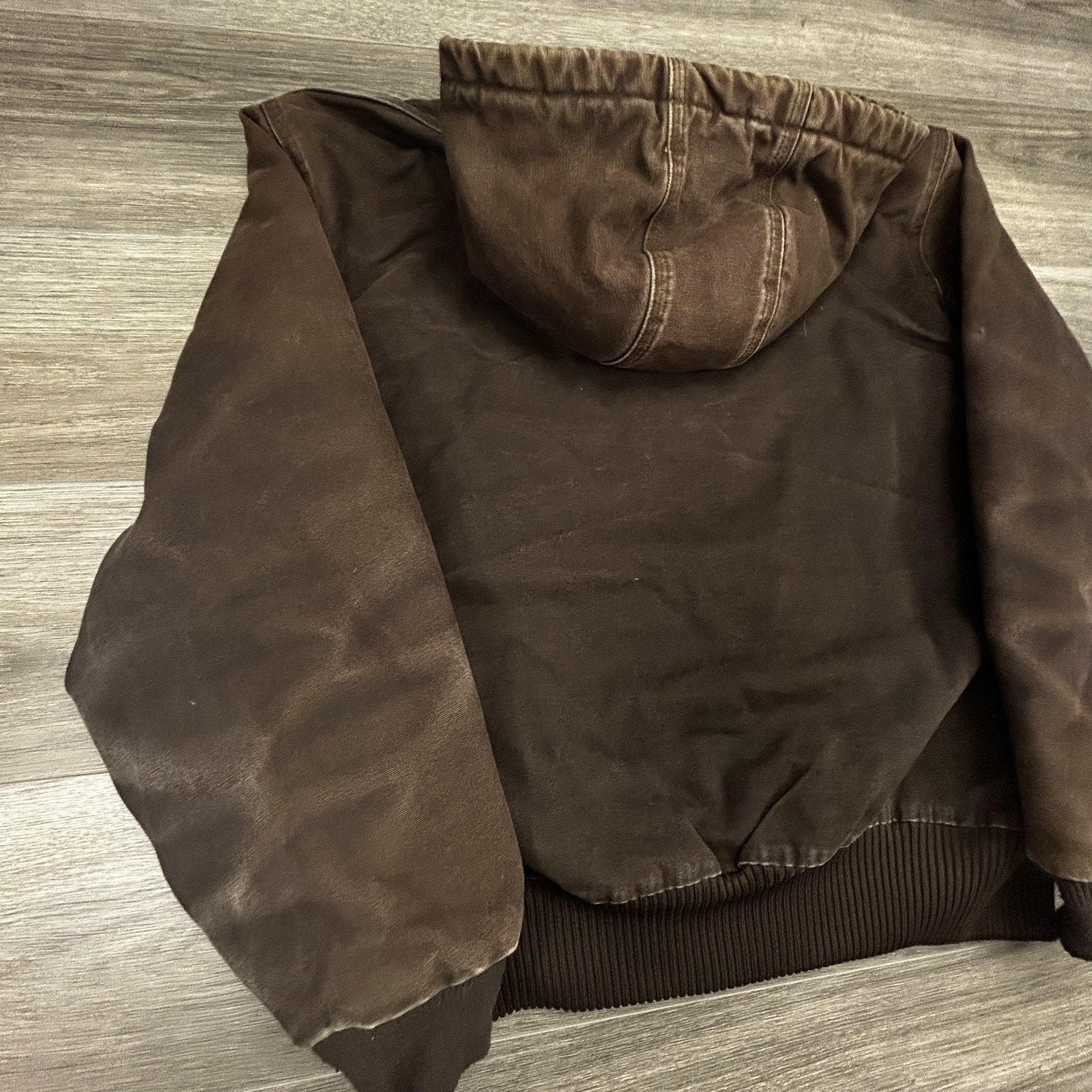 Vintage Carhartt Jacket Mens Large Brown Hooded Canvas Bomber Quilted J130 DKB