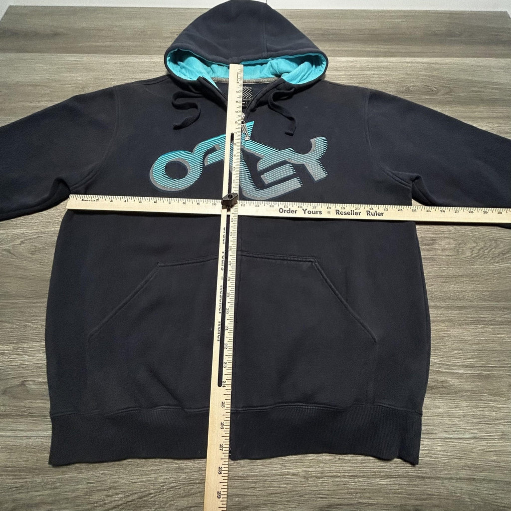 Vintage Oakley Software Hoodie Mens Large Blue Full Zip Tech Gorp RARE Y2K
