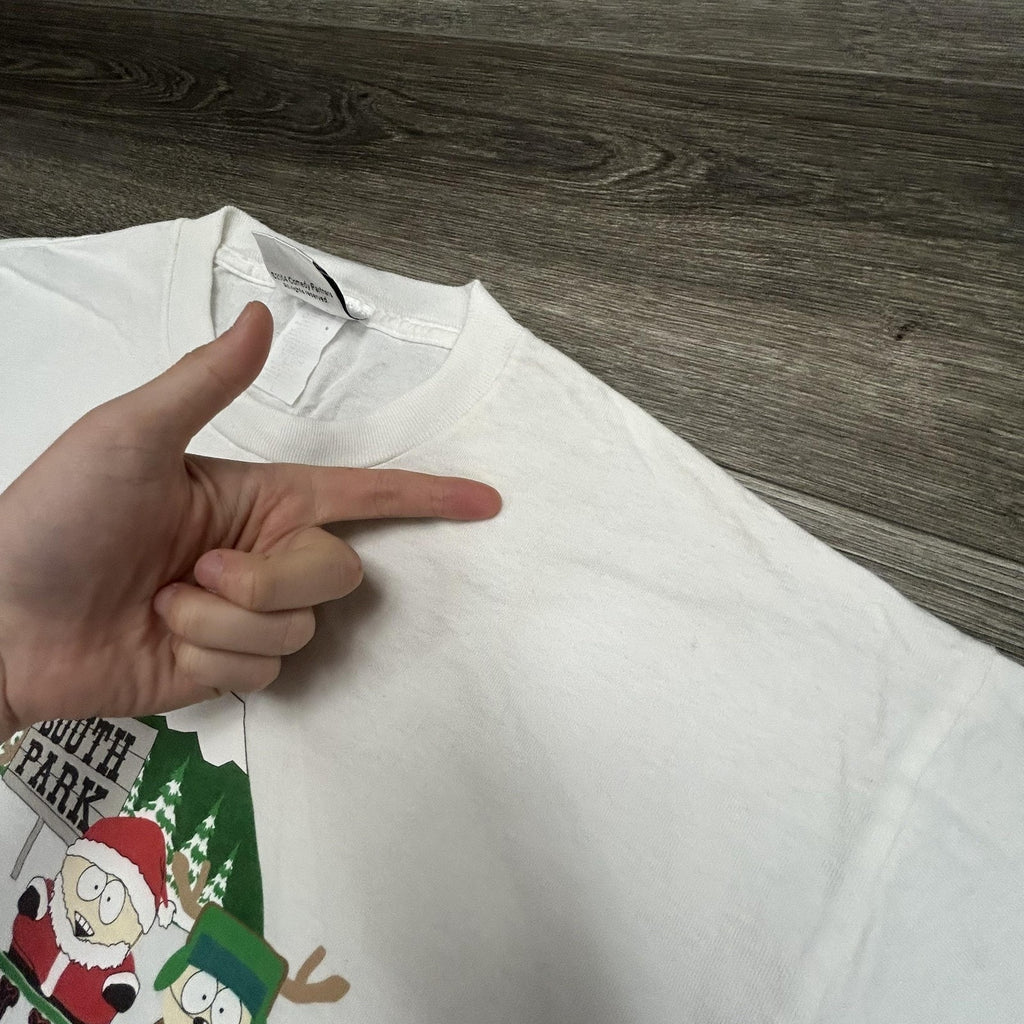 Vintage South Park Shirt Mens Large White Happy Holidays Cartman Christmas 2004