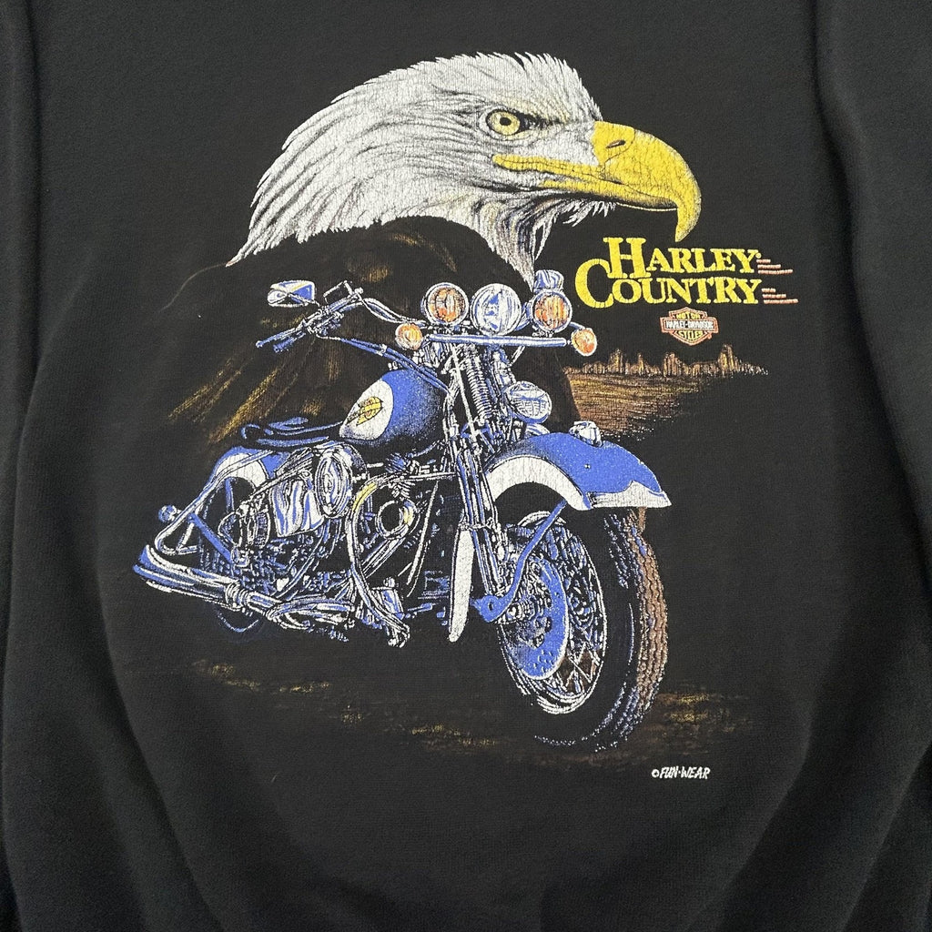 Vintage Harley Davidson Sweatshirt Mens Large Black Eagle Motorcycle Country 90s