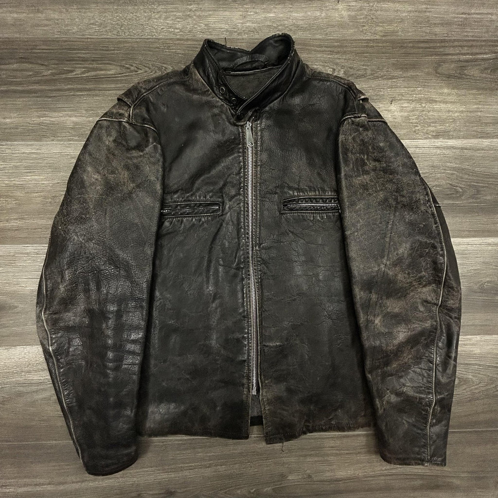 True Vintage 50s Brooks Motorcycle Leather Jacket Large Talon Zipper Biker Cafe