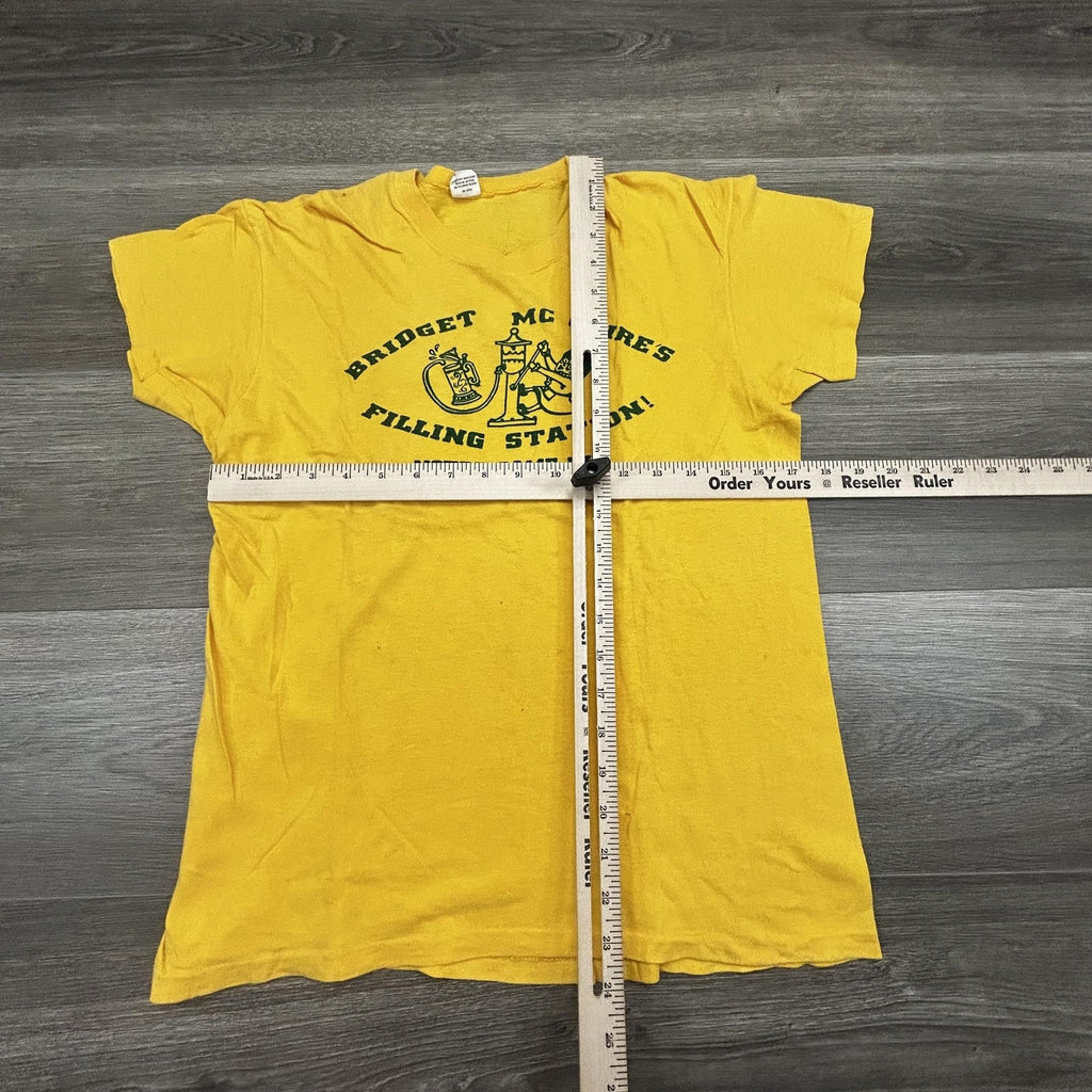 True Vintage 80s Notre Dame Shirt Mens Fits Small (L) Yellow Paper Thin Faded