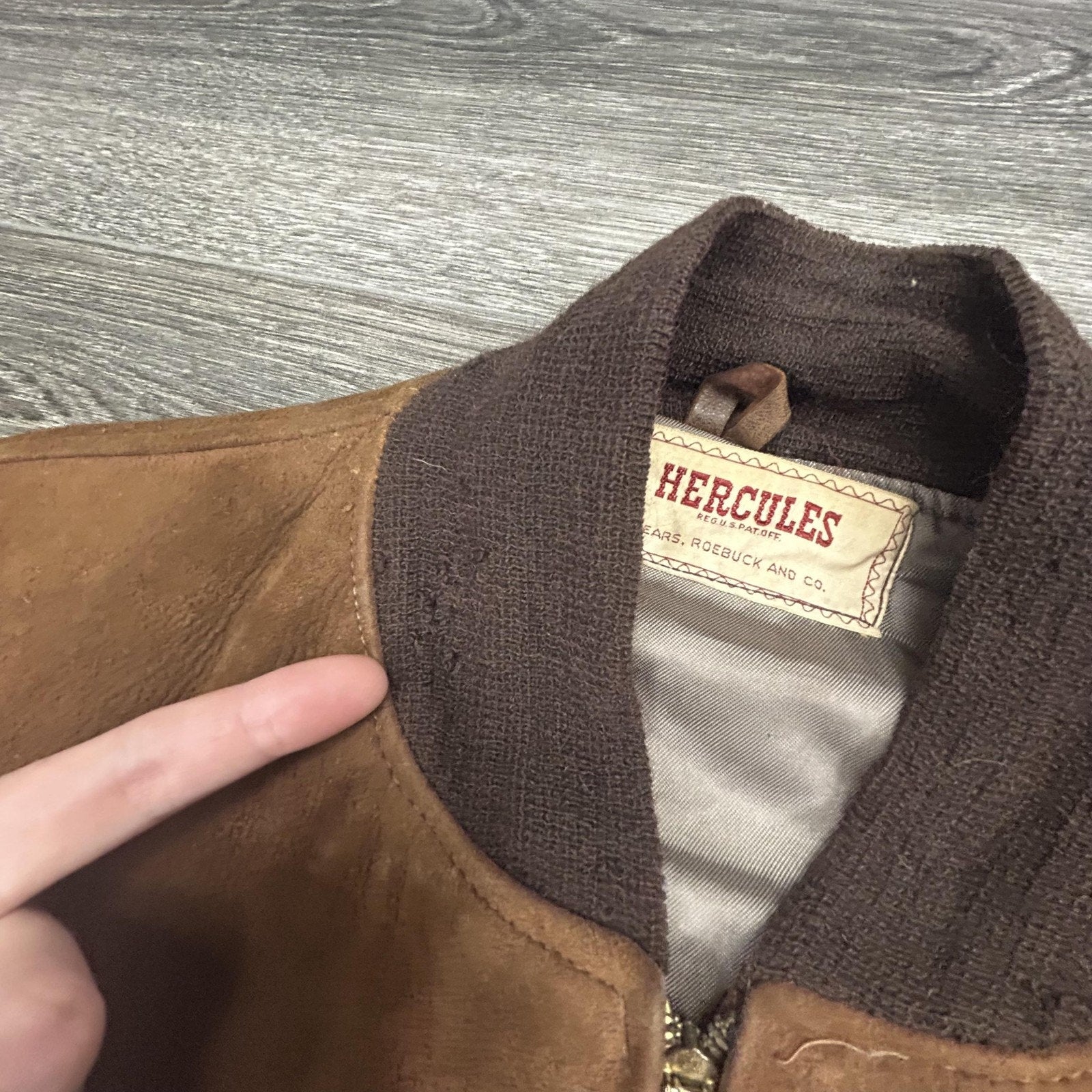 True Vintage 50s Hercules Suede Bomber Jacket Mens Medium Brown Sears Roebuck