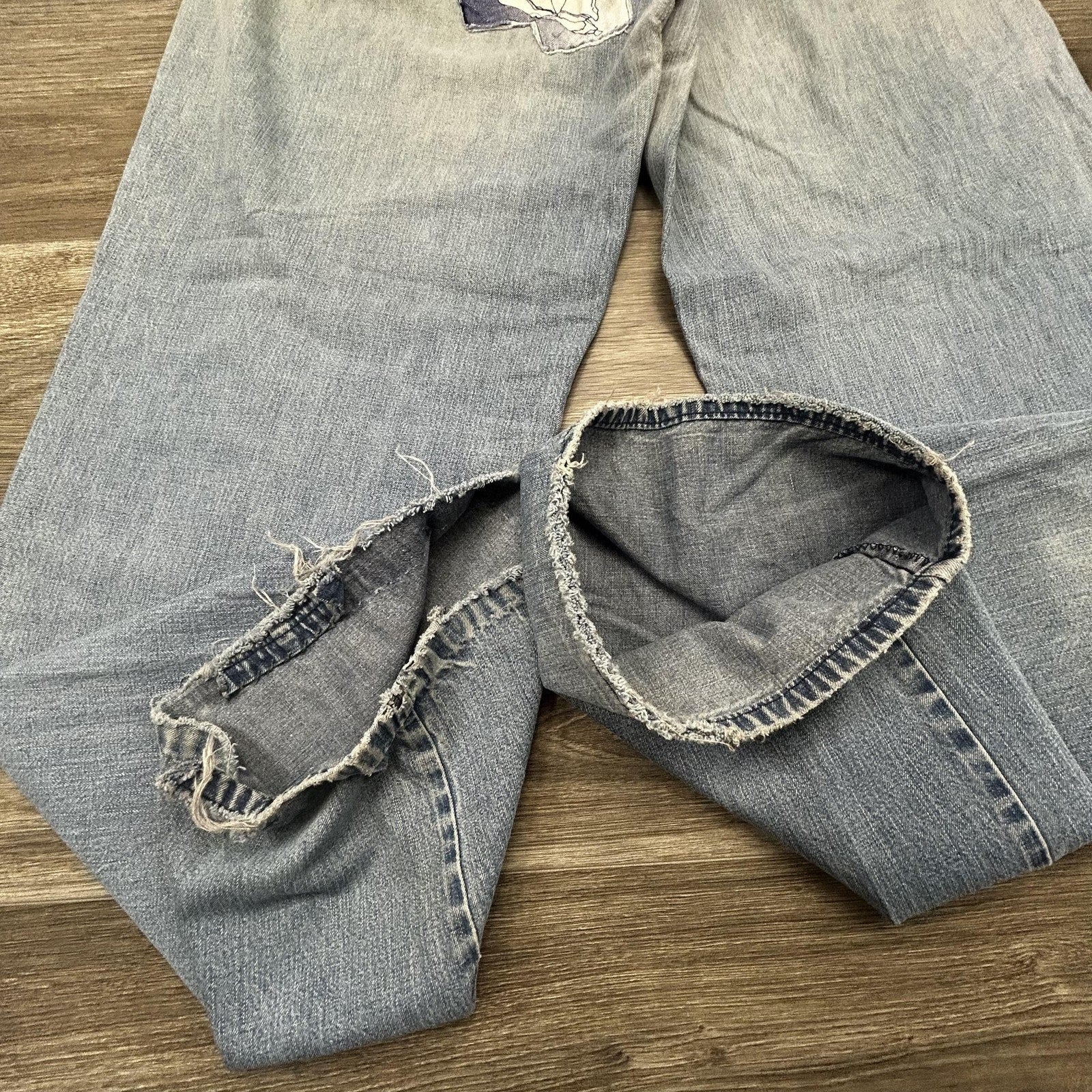 Vintage 70s Levis Jeans 32x32 Blue Wide Leg Flare Bell Bottom Talon Orange Tab