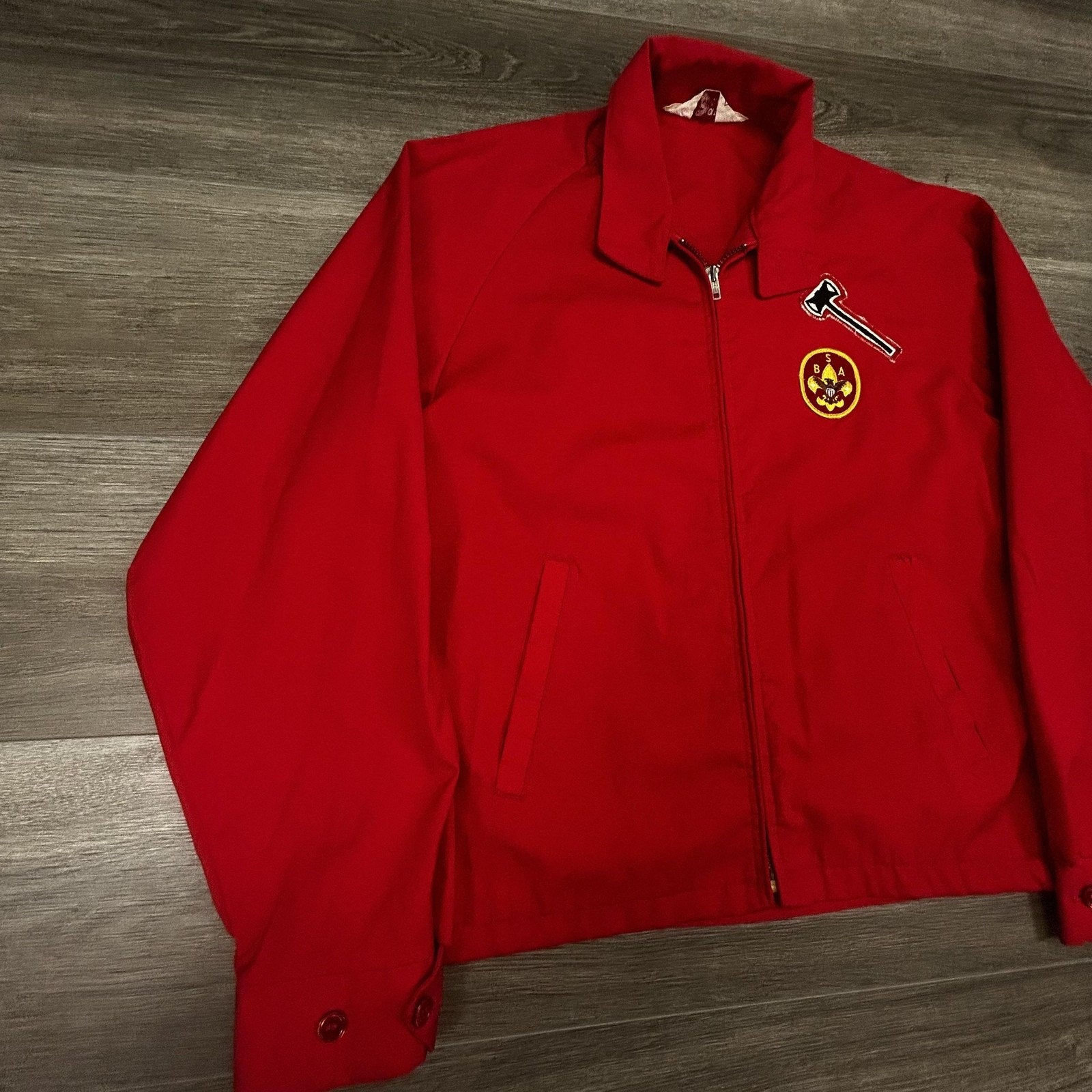 Vintage 60s Boy Scouts Of America Jacket Mens Medium Red Canvas Talon Zip USA