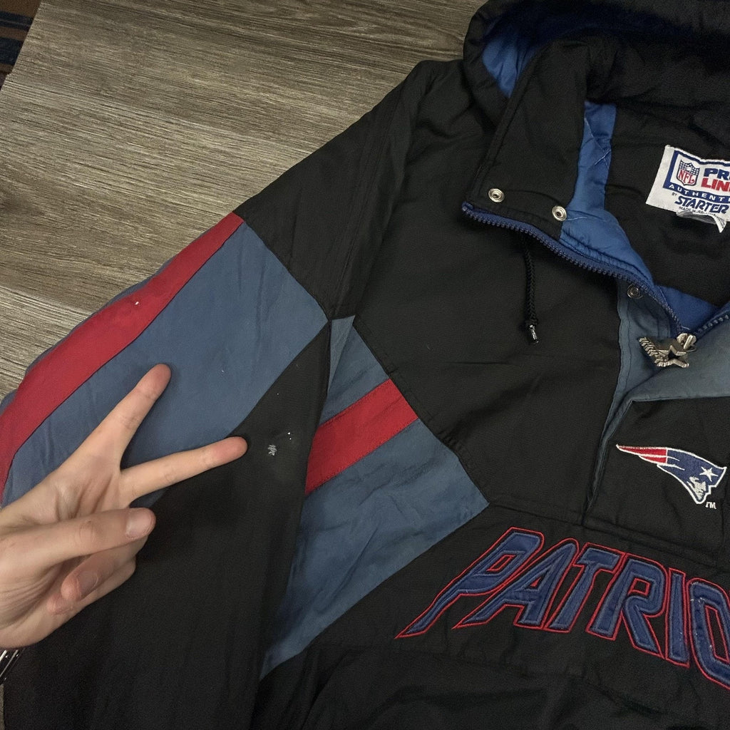 Vintage Starter New England Patriots Jacket Mens XL Black NFL Football 90s RARE