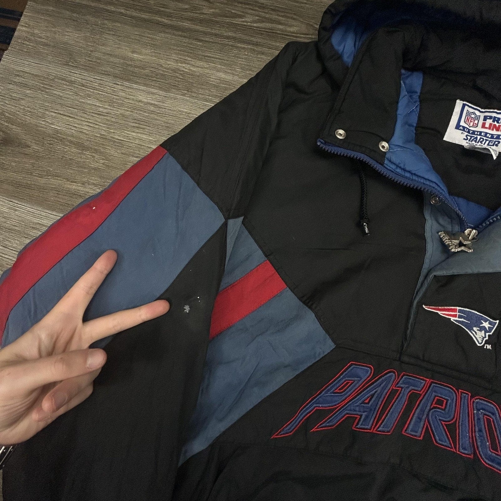 Vintage Starter New England Patriots Jacket Mens XL Black NFL Football 90s RARE