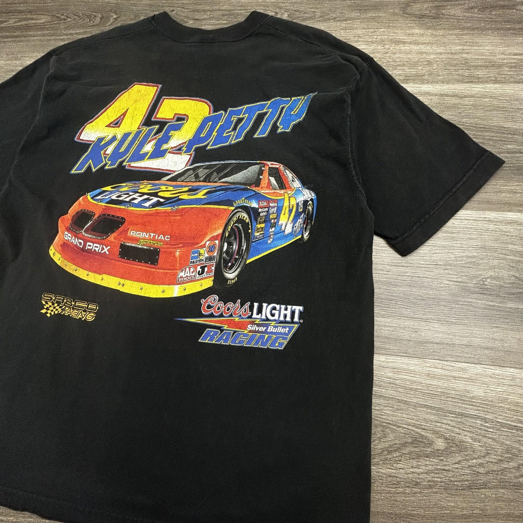 Vintage NASCAR Shirt Mens Large Black Coors Light Kyle Petty Racing 1995 USA