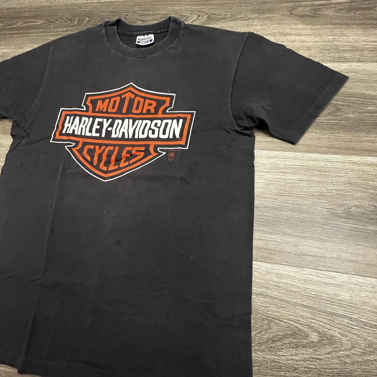 Vintage 80s Harley Davidson Shirt Mens Large Black Single Stitch Faded Made USA