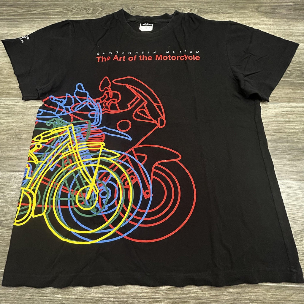 Vintage BMW Motorcycle Guggenheim Museum Shirt Mens Large Black Neon 90s Canada