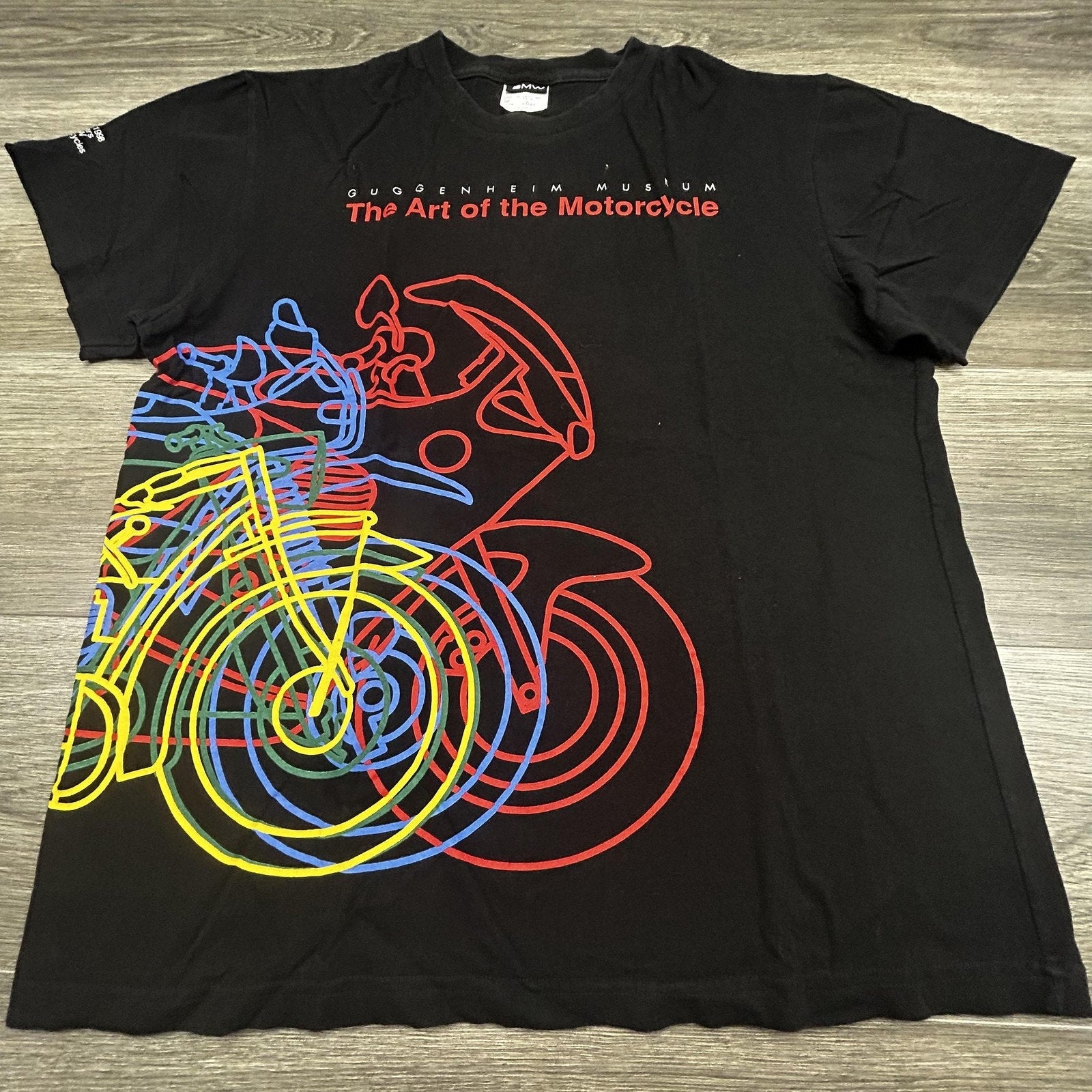 Vintage BMW Motorcycle Guggenheim Museum Shirt Mens Large Black Neon 90s Canada